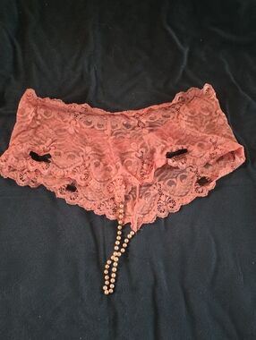 Pearl Thong And Pink Lace Panties From VICTORIA SECRET